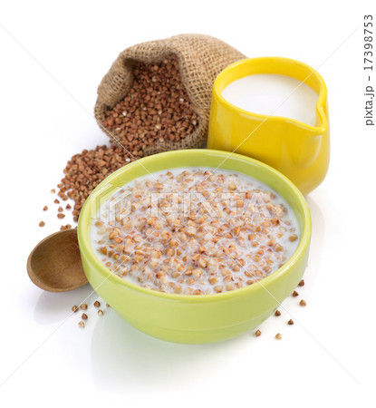 buckwheat in bowl isolated on white 17398753