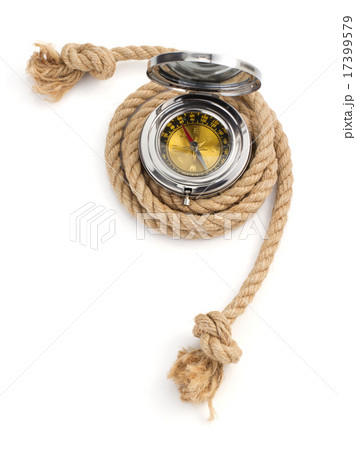 ship rope and compass isolated on white 17399579