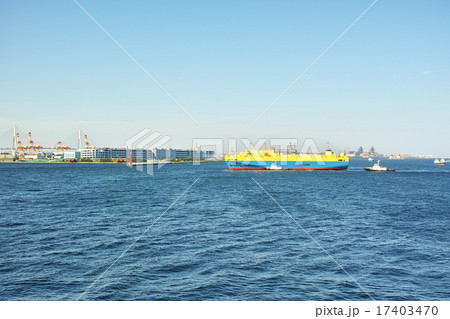 大型貨物船が航行する東京湾の風景 17403470