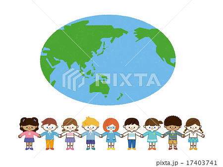 地球と手をつなぐ世界の子供たち Bのイラスト素材 17403741 Pixta