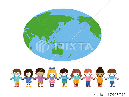 地球と手をつなぐ世界の子供たち Aのイラスト素材 17403742 Pixta