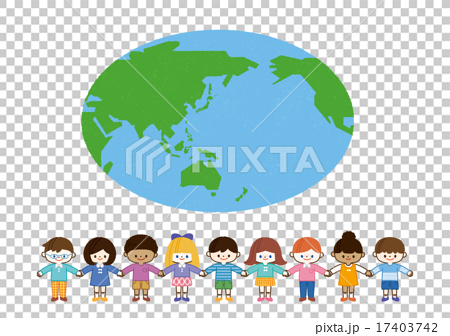 地球と手をつなぐ世界の子供たち Aのイラスト素材