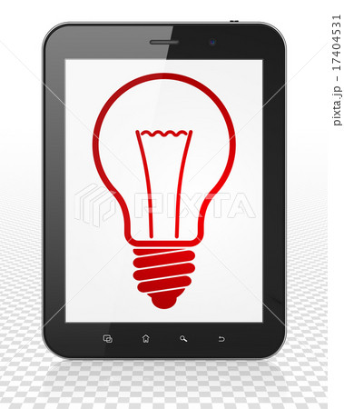 Finance concept: Tablet Pc Computer with Light Bulb on display 17404531