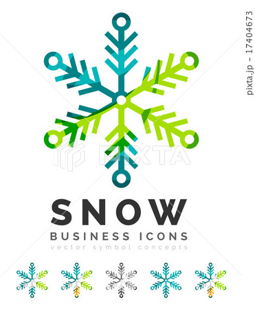 Set of abstract colorful snowflake logo icons, winter concepts, clean modern geometric design 17404673