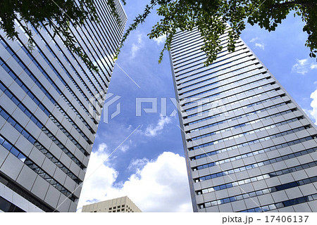 ツインタワーと木陰 17406137