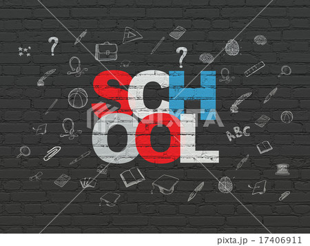 Education concept: School on wall background Education concept: School on wall background 17406911