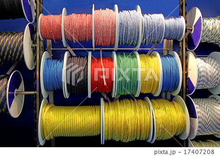 Collection of various ropes, coiled on reels Collection of various ropes, coiled on reels 17407208