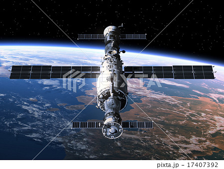 Space Station Orbiting Earth 17407392