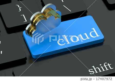 Cloud concept on blue keyboard button Cloud concept on blue keyboard button 17407972