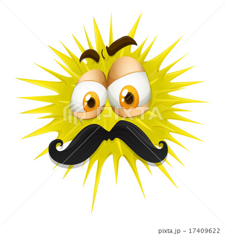 Yellow thorny ball with mustache 17409622