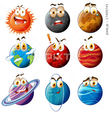 Planets with faces on white Planets with faces on white 17409745