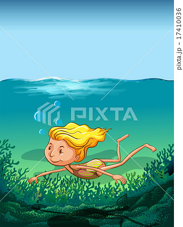 Girl swimming in ocean 17410036