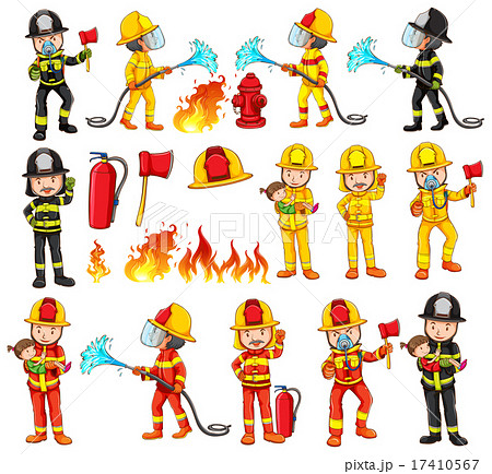 Firemen and equipments set 17410567