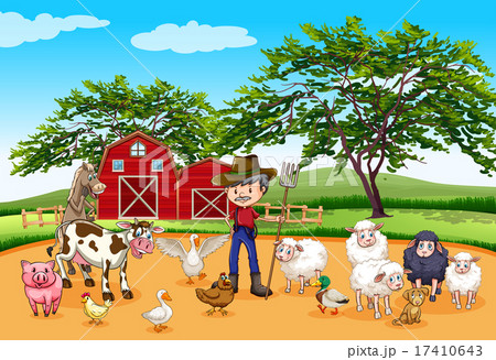 Farmer and many animals Farmer and many animals 17410643