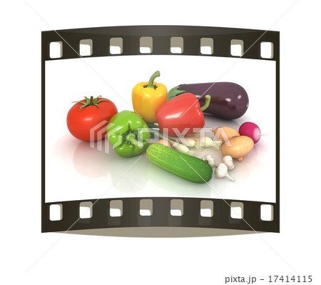 fresh vegetables with green leaves. The film strip fresh vegetables with green leaves. The film strip 17414115