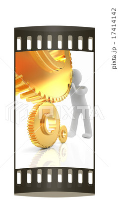 Gold gear set with 3d man. The film strip 17414142
