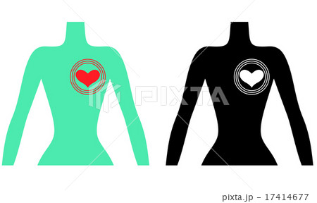 Silhouette of a human body with a beating heart 17414677