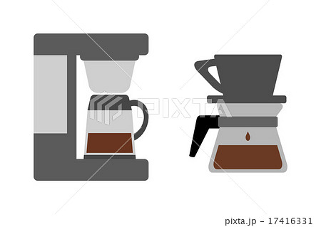 コーヒーメーカーとドリッパーのイラスト素材
