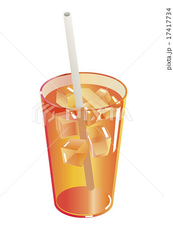氷入りオレンジジュースのイラスト素材