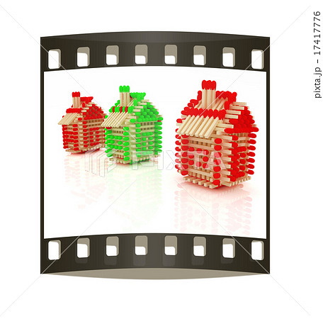 Log houses from matches. Film strip Log houses from matches. Film strip 17417776