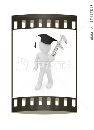 3d man with vernier caliper. Film strip 17417818