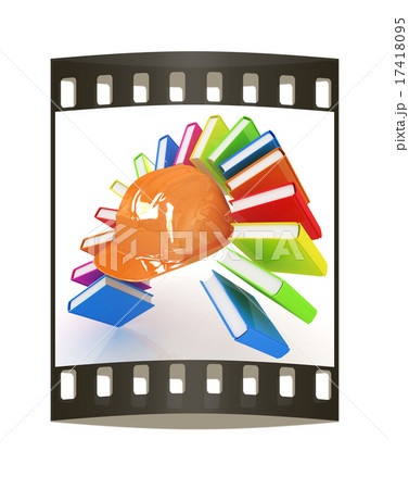 Colorful books and hard hat. The film strip Colorful books and hard hat. The film strip 17418095