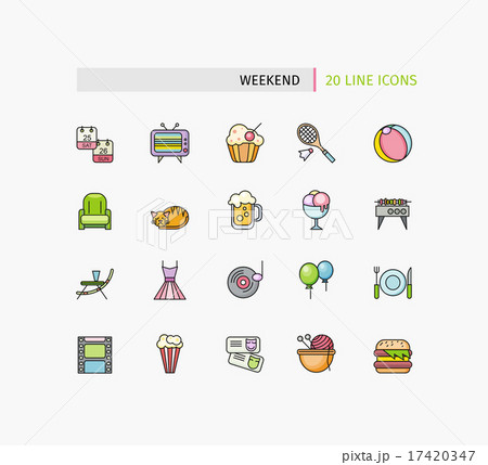 Set of Thin Lines Weekend Picnic Icons Set of Thin Lines Weekend Picnic Icons 17420347