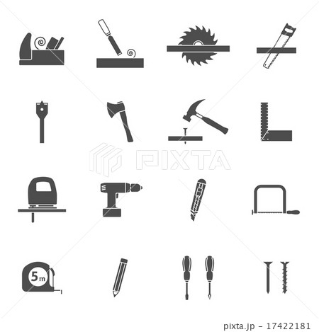 Carpentry tools black icons set  17422181
