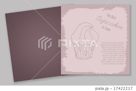 Set of templates with cute hand drawn cupcake illustrations.  17422217
