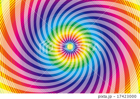 背景素材壁紙 ラテン系 サイケデリック 虹色 レインボーカラー 七色 カラフル 旋風 渦巻き 螺旋状のイラスト素材