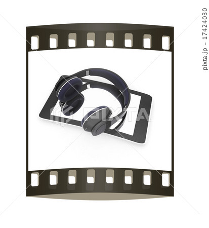 creative cellphone with headphones. The film strip 17424030