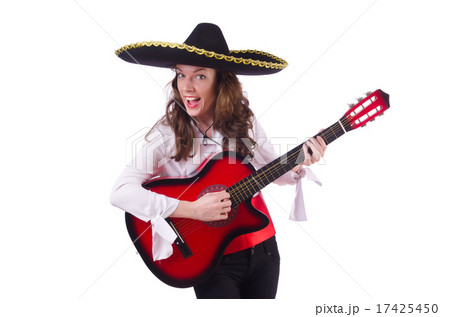 Guitar player isolated on the white Guitar player isolated on the white 17425450