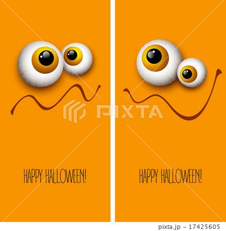 Funny Halloween greeting card monster eyes. Vector illustration 17425605