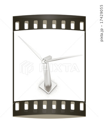 Wind turbine isolated on white. The film strip 17429055