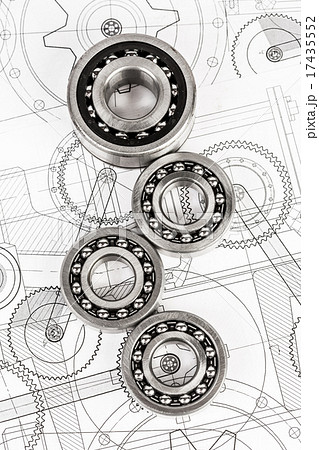 Ball bearings on technical drawing 17435552