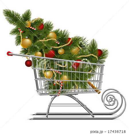 Vector Supermarket Sled with Christmas Tree 17436718