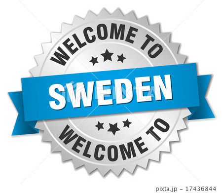 Sweden 3d silver badge with blue ribbon Sweden 3d silver badge with blue ribbon 17436844