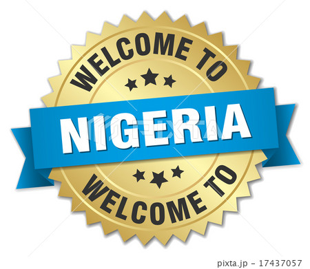 Nigeria 3d gold badge with blue ribbon 17437057