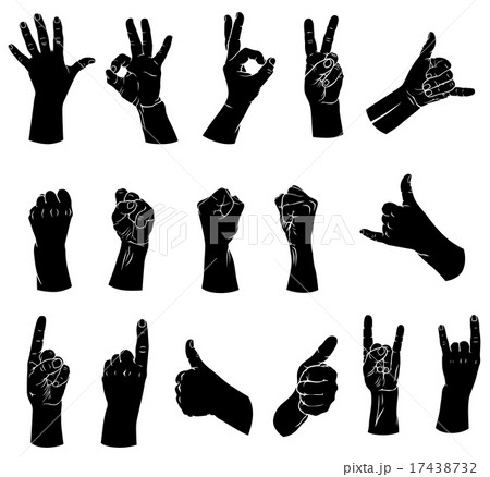 Silhouettes set of hands different gestures Silhouettes set of hands different gestures 17438732