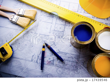 Close up of a blueprint, natural colorful tone Close up of a blueprint, natural colorful tone 17439546