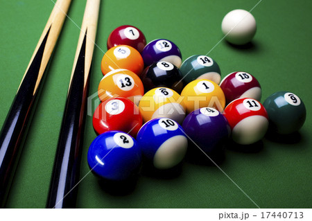 Billiard table and balls,vivid colors,natural tone Billiard table and balls,vivid colors,natural tone 17440713