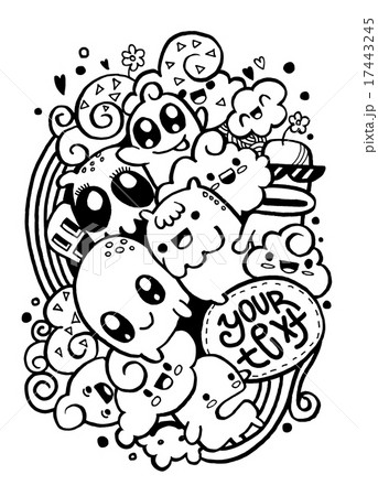 Group of happy doodle monster ,drawing style Group of happy doodle monster ,drawing style 17443245
