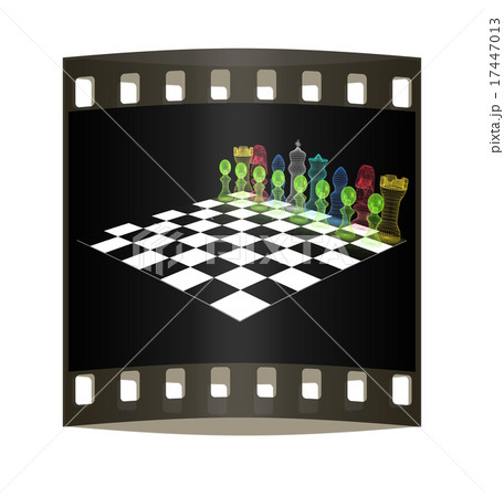 Chessboard with chess pieces. The film strip 17447013