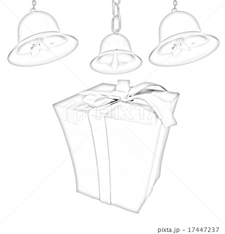 Gold bell and red gift box with golden ribbon 17447237