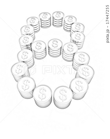 the number "eight" of gold coins with dollar sign 17447255