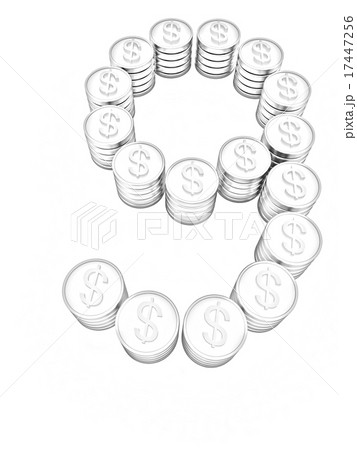 the number "nine" of gold coins with dollar sign 17447256
