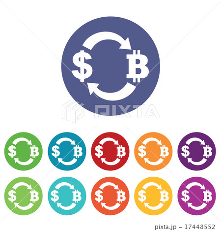 Dollar-bitcoin exchange icons colored set 17448552