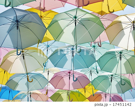 multicolored umbrellas in pastel style. 17451142
