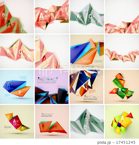 Set of triangle geometric 3d forms. Modern info 17451245