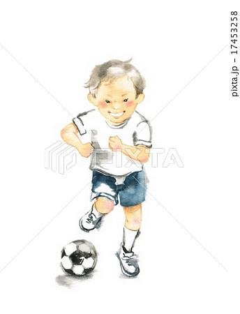 走る男の子 サッカーのイラスト素材